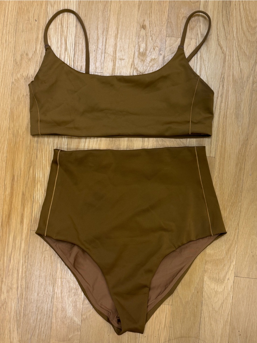 Left On Friday High Waist Bikini Brown Sz M EUC Swim Pool Beach Capsule Minimal - Picture 16 of 17